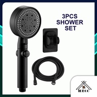IDECO 3 PCS Set Shower Head Water Saving 5 Modes Adjustable Bath Shower High Pressure Showerhead Handheld Shower