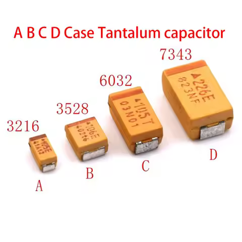 10PCS A B C D Case Tantalum capacitor 6V 10V 16V 25V 35V 50V 0.1UF 1uf 2.2UF 4.7UF 10UF 22UF 33UF 47