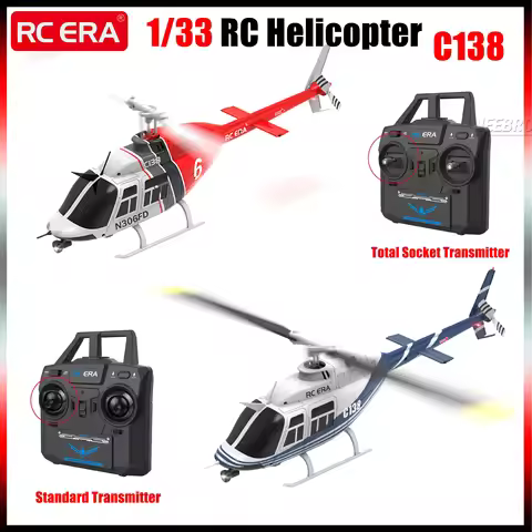 1/33 RC Helicopter C138 6-axis Gyro Flybarless One-key Take-off/landing 6G Mode 3D Roll 7.4V Battery