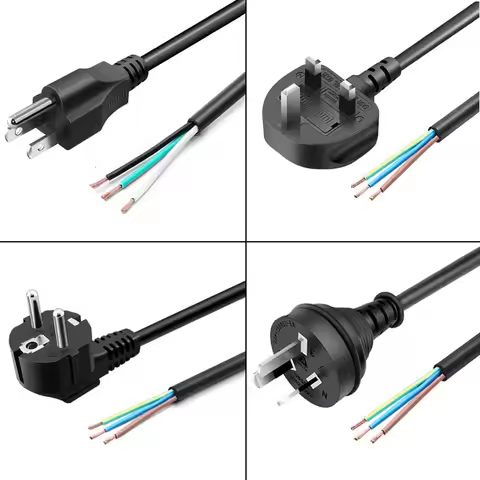 AC 300V Connector Power Cable 3 Prong Pigtail Welding Wire Black 1.5m Copper Wire For Refrigerator H