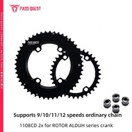 Chainring ROTOR BCD110 2X AERO Round black 9-12 speed Road/Gravel bike 46-33T 48-35T 50-34T 52-36T 53-39T 54-40T