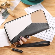 BEYOUR wallet for women Long Wallet Fashion Wallets Purse PU Leather Handbag Large Capacity Card Holder Long Clutch Coin Purse Zipper Money Bag long wallet for women women wallet beg duit lelaki dompet lelak dompet lelaki long wallet for women