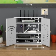 路由器收納盒無線wifi機頂盒光貓置物架客廳電線插排整理遮擋箱子寬理線盒（厚板材）擺放掛牆兩用