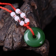 Jade Necklace Round Donut Pendant Natural Jade Pendant for Men and Women Good Luck