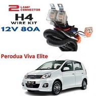 Car Headlight H4 Wire Kit Relay Set Cable Perodua Viva Headlamp Led Booster Power Cable Wayar Lampu