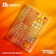 Redbull team formula 1, Universal Sticker dry decal D2 Hobbies model kit, mini 4wd, diecast, RC, tam