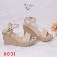 Women's Wedge Sole Sandals with 9p high heels, 1-fold straps, size 35-39 - X031