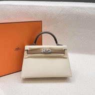 Hermes Mini Kelly 2 愛馬仕三拼色 奶油白奶茶積雨雲灰