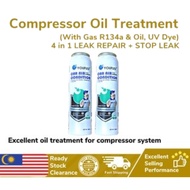 Aircond Compressor Oil Treatment With Gas R134a  UV Dye 4 in 1 LEAK REPAIR  STOP LEAK Aircon Treatment Kereta