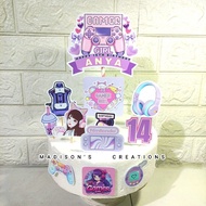 Gamer Party Cake Topper/Banner, Backdrop Set