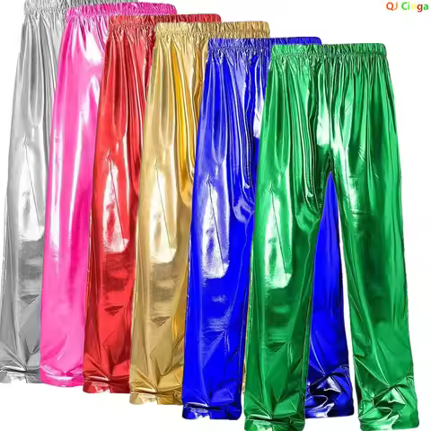 Green Men Shiny Trousers, Fashion Casual Pants, Gold, Red, Blue, Silver Available, Size S,M,L,XL,XXL