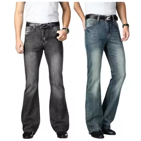 Men's Flared Pants, Classic Flared Jeans , Loose Leg Jeans, Boot Cut Trouser,