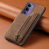 Casing For Vivo V40 V50 V 40 V 50 Lite V40Lite V50Lite VivoV40Lite VivoV50Lite Retro Leather Zipper
