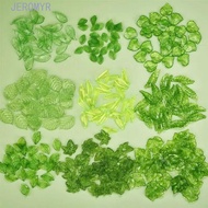 JEROMY5R 30pcs Green Transparent Leaf Shape Beads, Transparent Green Green Acrylic Leaf Beads, Acryl