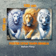 HIASAN DINDING DUA SINGA & HARIMAU PUTIH BA173/POSTER  TIGA HARIMAU/POSTER SINGA & HARIMAU/BISA COD