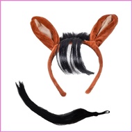 Royal Horse Costume Horse Ear Headband Horse Tail Halloween Horse Cosplay Accessories