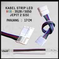 KABEL JEPIT 2 ARAH RGB KONEKTOR LAMPU LED STRIP 4 PIN 8MM 5050 3528 15CM  SAMBUNGAN KLIP CLIP