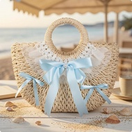 Straw Handbag Structured Trapezoid Handbag Top Handle Bag Lightweight Fashion Accessory Fashionable