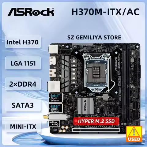 ASRock H370M-ITX/ac Mini-ITX motherboard LGA 1151 Ultra M.2 Wi-Fi 5 DDR4 Intel H370 for i3-8100 i5-9