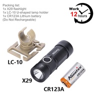X29 Alonefire + LC-10แบบพกพาขนาดเล็กไฟฉาย LED หมุนได้คลิปรูปตัวยูหมวกเป้โคมไฟทนทาน CR123A 12ชั่วโมง
