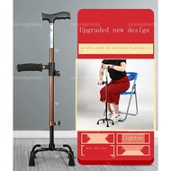 Elderly Four-legged Walking Stick Retractable Anti-slip Walking Stick Elderly Walking Stick Lightwei