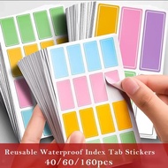 40/60/160pcs Index Tab Stickers Candy Color Classfication Label Marks Kawaii Handwriten Waterproof S