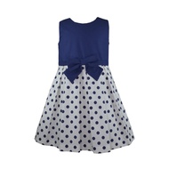 Periwinkle Girls Alice Sleeveless Dress with Navy Polka Dots Print