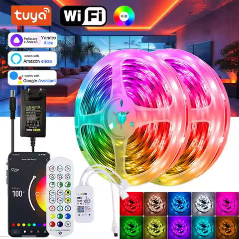 Tuya Led Strip Lights 220v 5050 Wifi Bluetooth Led Tape Light Flexible Led Lighting Strips Adhesive 