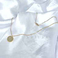 SULTAN NECKLACE NAME INITIAL LETTER NECKLACE GOLD PLATED BRASS METAL INITIAL LETTER PENDANT NECKLACE
