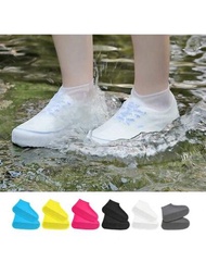 1對室外矽膠防水鞋套,厚實防滑防磨,男女通用,便攜式雨鞋套,易於清潔和攜帶