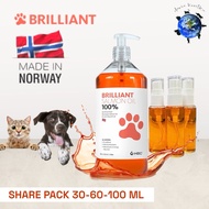 Brilliant 100% Salmon Oil Norwegian Fot Cats & Dogs Omega-3 Fish Oil (SHARE) 30-60-100 ML