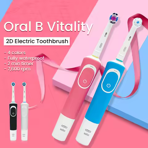 Oral B D100 electric toothbrush small round brush head with 4 brush head timer deep cleaning whiteni