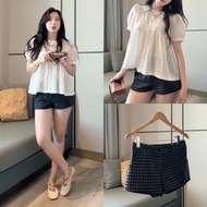 (LOW RISE PANTS 27CM) RORA SHORT low-rise checkered shorts in soft fabric