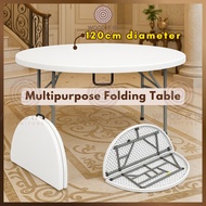 Wooditbe Round Foldable Table Multipurpose Portable Table Catering Buffet Outdoor Meja Lipat Bulat