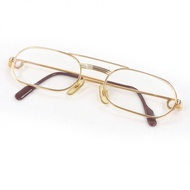 狀況極佳 □Cartier復古雙樑Trinity橢圓形眼鏡，金色/勃艮第色，55□20，含近視鏡鏡片，附眼鏡盒，法國製造，男士款。