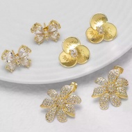 Clear Crystal Butterfly Earrings for Women Gold Plated Zircon Flower Studs Earrings CZ Jewelry ers13