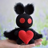 Mothman Plush with heart / Gift for Cryptozoology fan / Cute Cryptid Plush