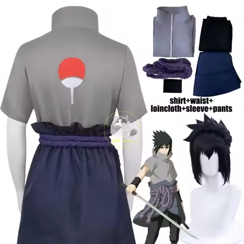 Anime Uchiha Sasuke Cosplay Costumes Wig Uchiha Sasuke Uniform Clothes Outfit for Adult Wig Hallowee