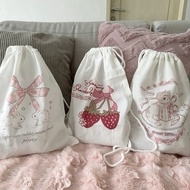 Mocorie - Odette Coquette Ribbon Drawstring Bag Coquette Bow Drawstring Ribbon Bag Pink Ribbon Coque