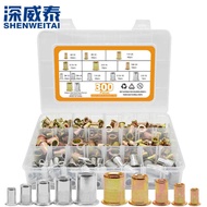 300PCS Stainless Steel Carbon Steel Flat Head Inch Rivet Nut Set Rivet Nut Box Set