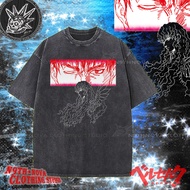 N9THNOVA [BERSERK] Behelit Guts Dark Anime Washed Pure Cotton T-Shirt Streetwear unisex