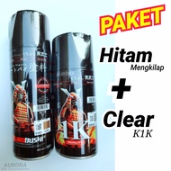 Paket Cat Pilox Samurai Black 109 Hitam Mengkilap dan Clear Super Gloss K1K Anti Gores Samurei Samur
