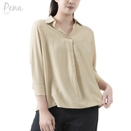 Pena house เสื้อเบลาส์ แขนสี่ส่วน คอปก POSL122303