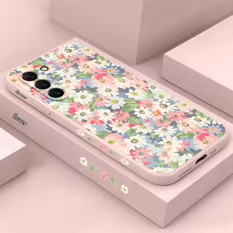 S23 Canvas Flower Silicone Phone Case For Samsung S23 S23Ultra S23Plus S23FE S24 S24Plus S22Plus S21