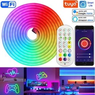 Tuya Smart Life Neon Strip Light DC12V RGB Flexible Led Neon Tape Light for Home Party Decor DIY, Work with Alexa Google Home