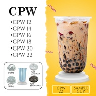 1000pcs Cup Plastik Capsule Brand  CPW Thailand Gelas Plastik Boba 12oz 14oz 16oz 18oz 20oz 22oz