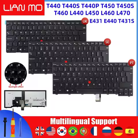 UK/Sweden/Portugal Backlight keyboard suitable for Lenovo Thinkpad T440 T440S T440P T450 T450S T431S
