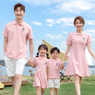 Pink Dress Cute Bear Polo Family Dresses Men Shirt Boy t-shirts Women Girl Dress Mini Dress Family Matching Outfits T-shirt Family Couple Set Wear Women Blouse