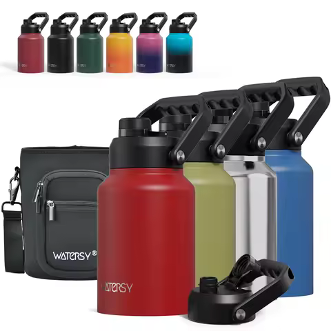 WATERSY 1.8L/2.5L/3.7L Insulated Water Bottle Large Capacity Thermos Bottle Stainless Steel Vacuum F