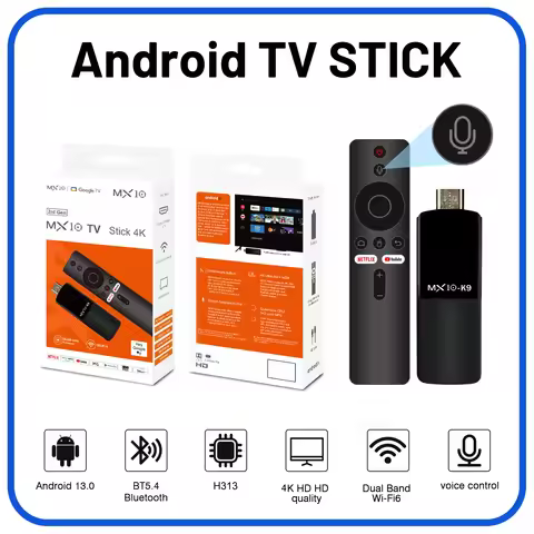 MX10 K9 plus Android TV Stick Quad Core Android TV box stick black 4k Streaming Device Wireless Full